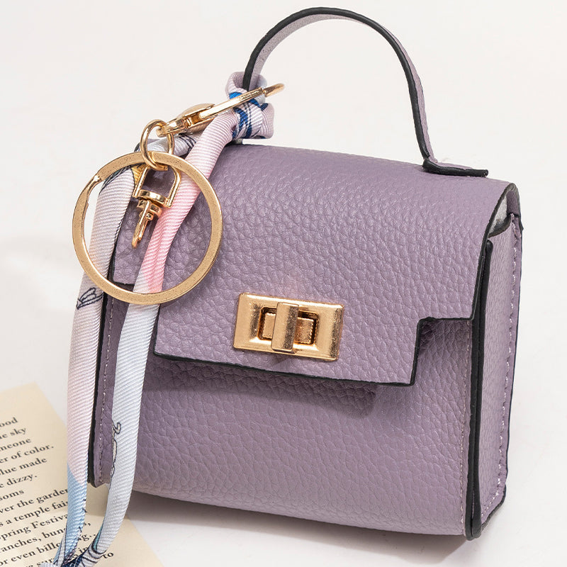 👜Mini Square Bag Pendant Keychain- High Quality Leather with Colorful Strap, Cute Car Keychain & Bag Charm Accessory
