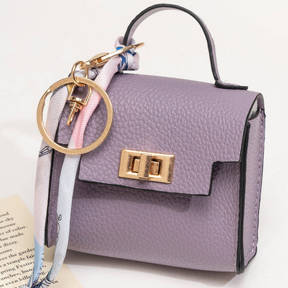 👜Mini Square Bag Pendant Keychain- High Quality Leather with Colorful Strap, Cute Car Keychain & Bag Charm Accessory