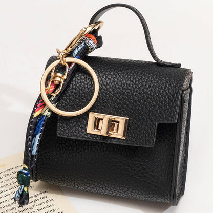 👜Mini Square Bag Pendant Keychain- High Quality Leather with Colorful Strap, Cute Car Keychain & Bag Charm Accessory