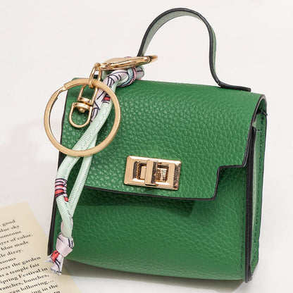 👜Mini Square Bag Pendant Keychain- High Quality Leather with Colorful Strap, Cute Car Keychain & Bag Charm Accessory