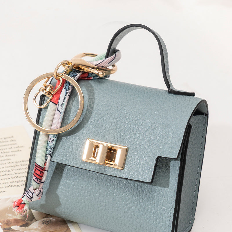 👜Mini Square Bag Pendant Keychain- High Quality Leather with Colorful Strap, Cute Car Keychain & Bag Charm Accessory