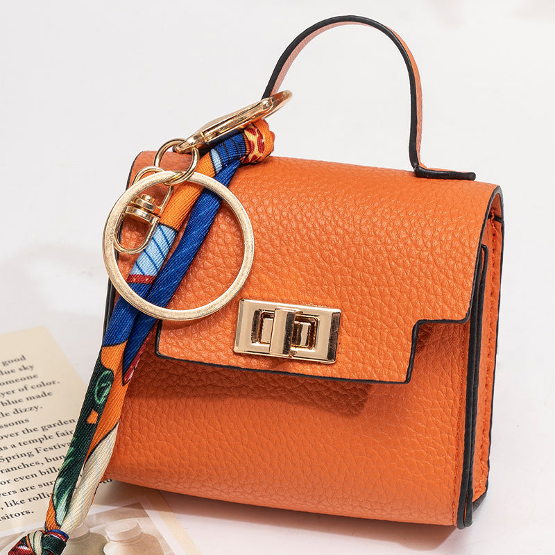 👜Mini Square Bag Pendant Keychain- High Quality Leather with Colorful Strap, Cute Car Keychain & Bag Charm Accessory
