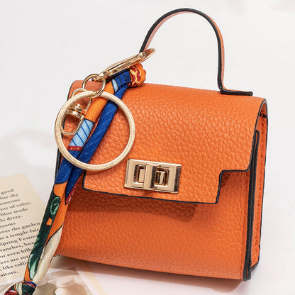 👜Mini Square Bag Pendant Keychain- High Quality Leather with Colorful Strap, Cute Car Keychain & Bag Charm Accessory