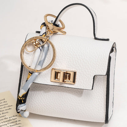 👜Mini Square Bag Pendant Keychain- High Quality Leather with Colorful Strap, Cute Car Keychain & Bag Charm Accessory