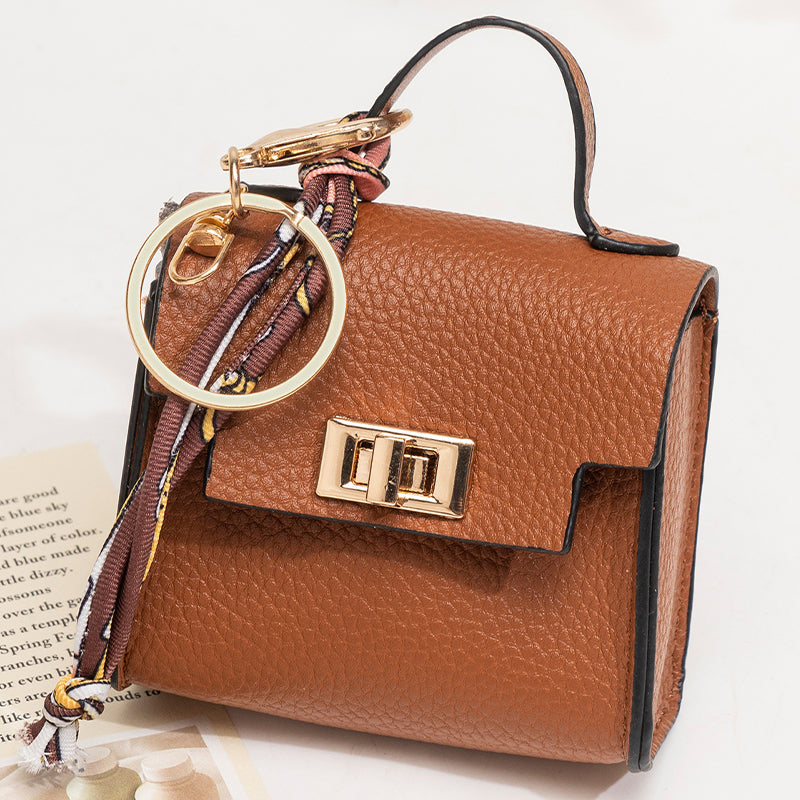 👜Mini Square Bag Pendant Keychain- High Quality Leather with Colorful Strap, Cute Car Keychain & Bag Charm Accessory