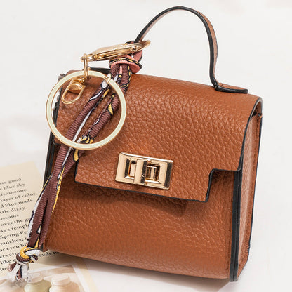 👜Mini Square Bag Pendant Keychain- High Quality Leather with Colorful Strap, Cute Car Keychain & Bag Charm Accessory