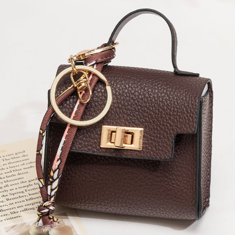 👜Mini Square Bag Pendant Keychain- High Quality Leather with Colorful Strap, Cute Car Keychain & Bag Charm Accessory