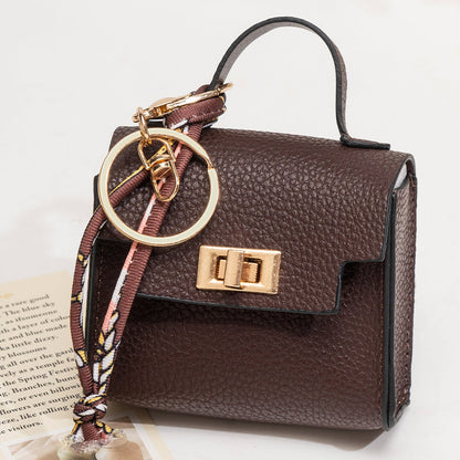 👜Mini Square Bag Pendant Keychain- High Quality Leather with Colorful Strap, Cute Car Keychain & Bag Charm Accessory