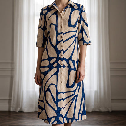 Women's Geometric Print Button-Down Shirt Dress
