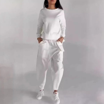 Solid Long-Sleeve Top & Pants 2-Piece Set