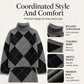 ⏳LAST DAY SALE ONLY ￡24.99!!🍂✨ Women's Argyle Knit Sweater & Skirt Set – Elegant, Cosy & Effortlessly Chic