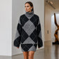 ⏳LAST DAY SALE ONLY ￡24.99!!🍂✨ Women's Argyle Knit Sweater & Skirt Set – Elegant, Cosy & Effortlessly Chic